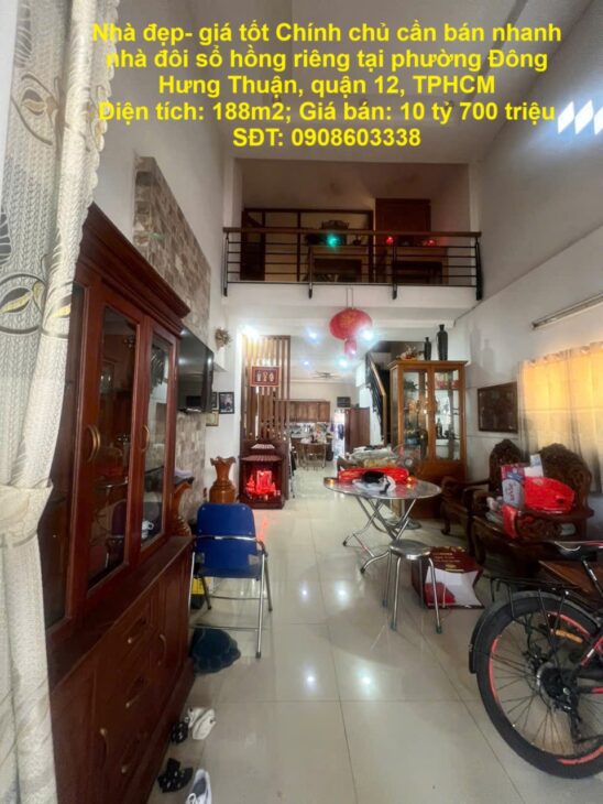 Nhà đẹp- giá tốt Chính chủ cần bán nhanh nhà đôi sổ hồng riêng tại quận 12, TPHCM