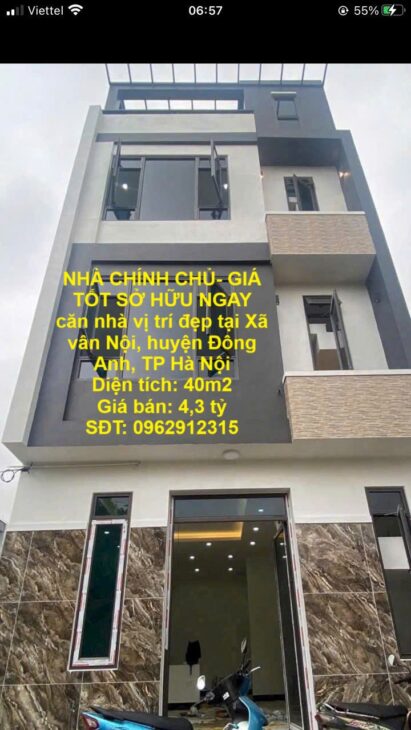 NHÀ CHÍNH CHỦ- GIÁ TỐT SỞ HỮU NGAY căn nhà vị trí đẹp tại huyện Đông Anh, TP Hà Nội