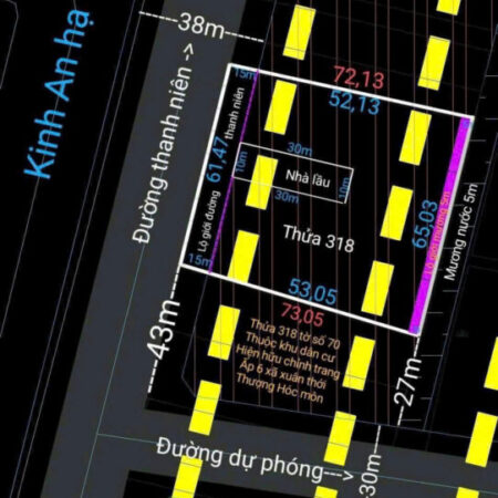BÁN ĐẤT MẶT TIỀN ĐƯỜNG THANH NIÊN – BÀ ĐIỂM, HÓC MÔN – NGANG KHỦNG 61M