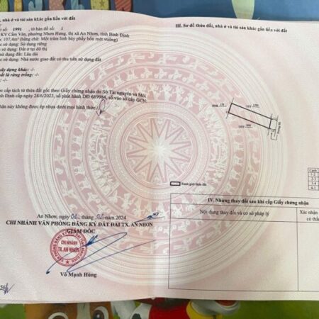 HOT HOT – CẦN BÁN LÔ ĐẤT VỊ TRÍ ĐẸP TẠI Nhơn Hưng , thị xã An Nhơn, tỉnh Bình Định