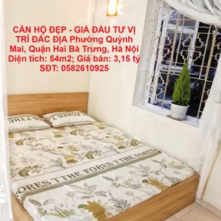 CĂN HỘ ĐẸP – GIÁ ĐẦU TƯ VỊ TRÍ ĐẮC ĐỊA TRUNG TÂM QUẬN HAI BÀ TRƯNG, Hà Nội