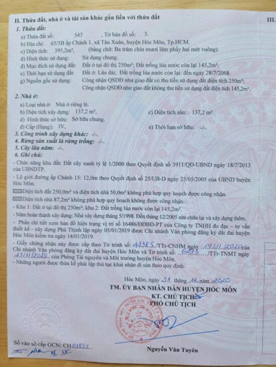 NHÀ CHÍNH CHỦ VỊ TRÍ ĐẸP- GIÁ TỐT CẦN BÁN NHANH CĂN NHÀ tại huyện Hóc Môn, TPHCM