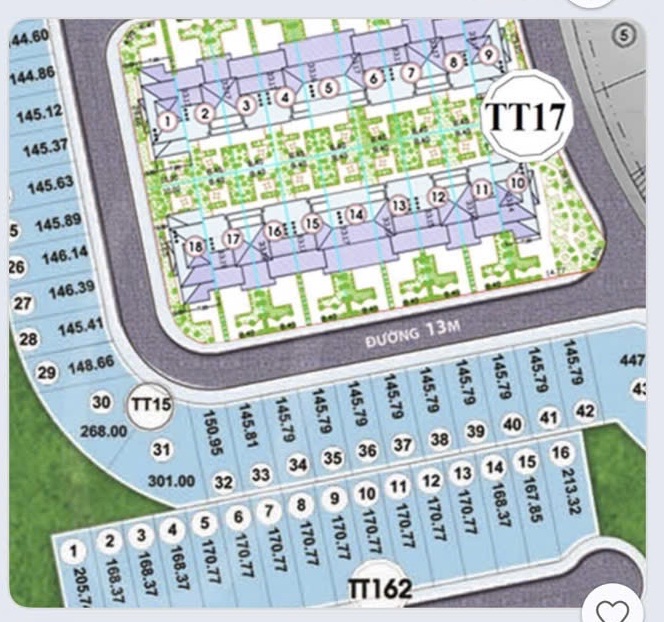 BÁN ĐẤT TẶNG NHÀ – LIỀN KỀ THẤP TẦNG _KHU ĐÔ THỊ SUDICO – NAM AN KHÁNH – DÃY TT15 – 301M2 – 115