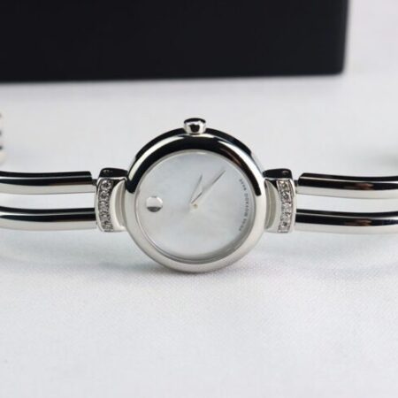 Đồng Hồ Nữ : Movado Lắc Tay, mặt xà cừ, đính 10 viên Kim Cương thiên nhiên fullbox…