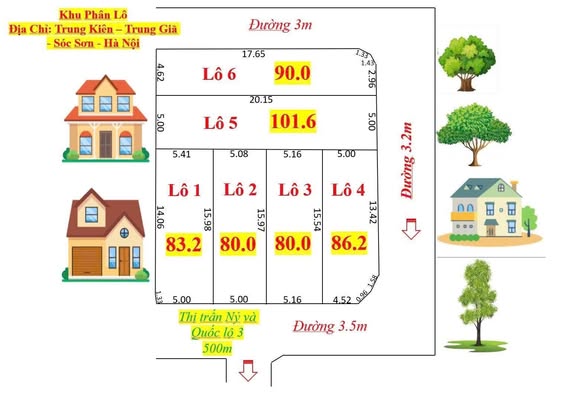 Siêu Phẩm Hàng F0 Phân 6 Lô trên Trung Kiên, Trung Giã, Sóc Sơn, Hà Nội.