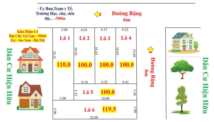 Chuyển Nhượng 6 Lô Đất F0 tại Minh Trí, Sóc Sơn, Hà Nội.