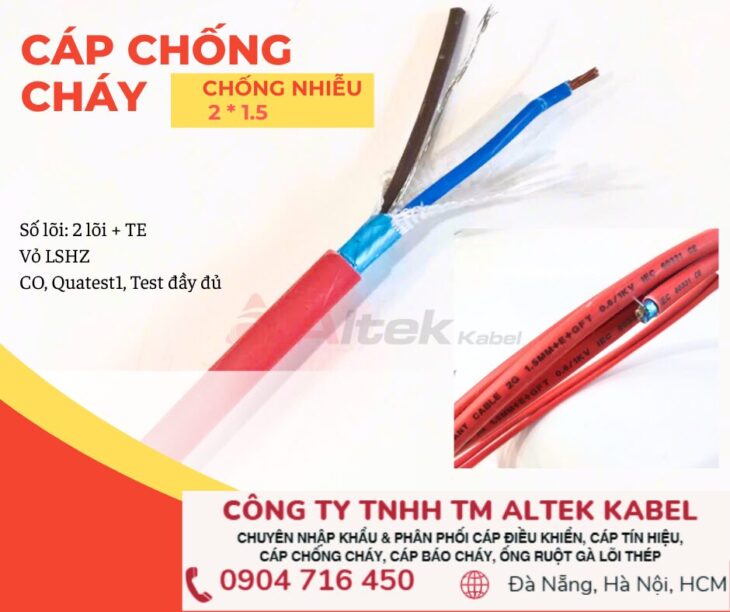 Cáp chống cháy 2×1.5 Altek Kbael dùng cho hệ thống pccc