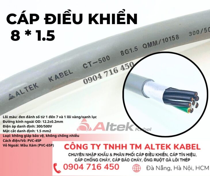Cáp 8G0.5, 8g0.75, 8g1.0, 8g1.5 Altek Kabel