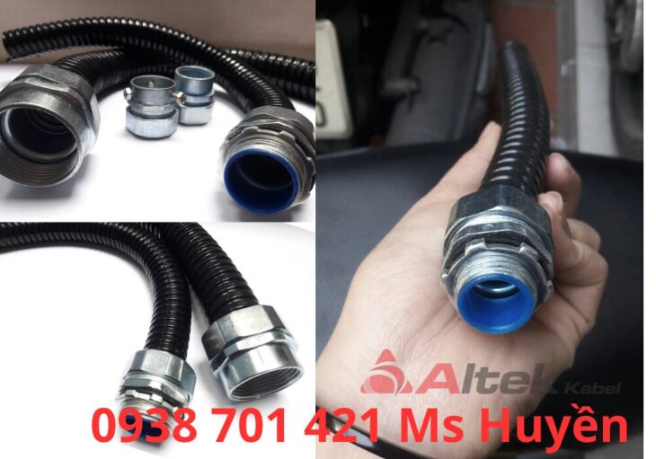 Ống Ruột Gà, Lõi Thép Bọc Nhựa + Đầu Nối