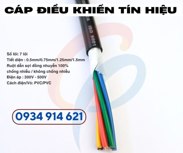 Cáp điều khiển Sangjin 7×1.5 – Cu chống nhiễu, vỏ PVC, Hàn Quốc