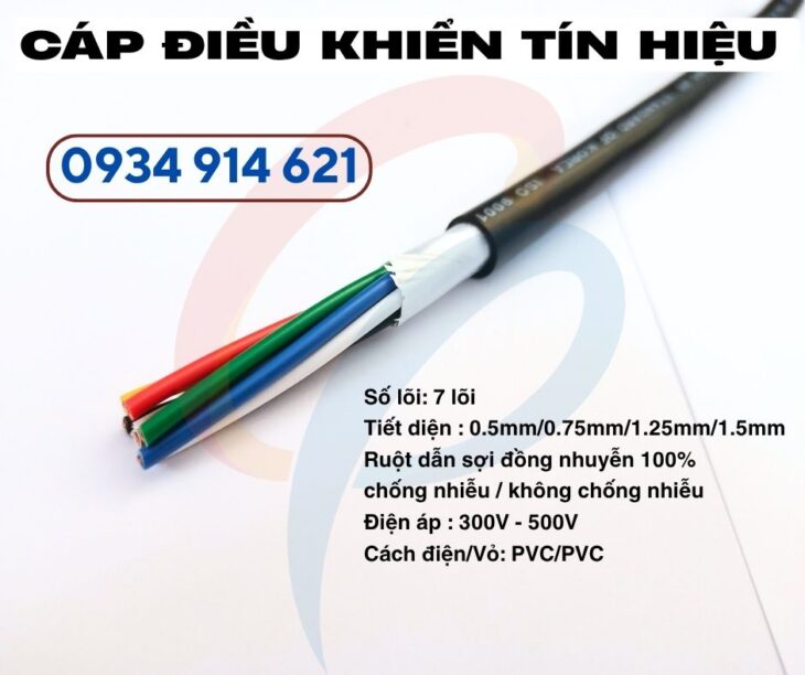 Cáp điều khiển Sangjin 7×1.5 – Cu chống nhiễu, vỏ PVC, Hàn Quốc