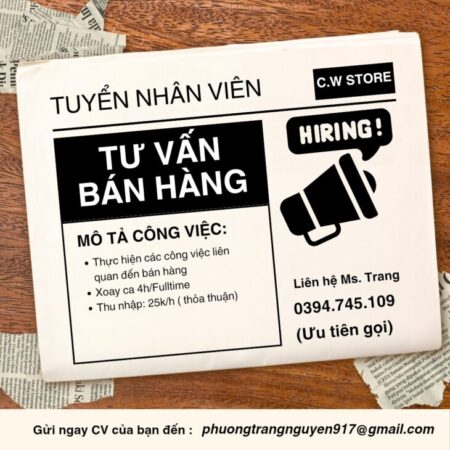Bổ sung nhân viên bán hàng, trực quầy hàng