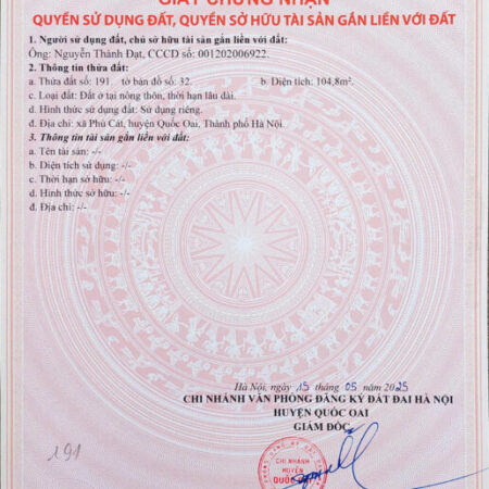 Đất nền Láng Hòa Lạc giá 2.5 tỷ diện tích 100m2 gần khu đô thị VinGroup – Nguyễn Hùng BĐS –