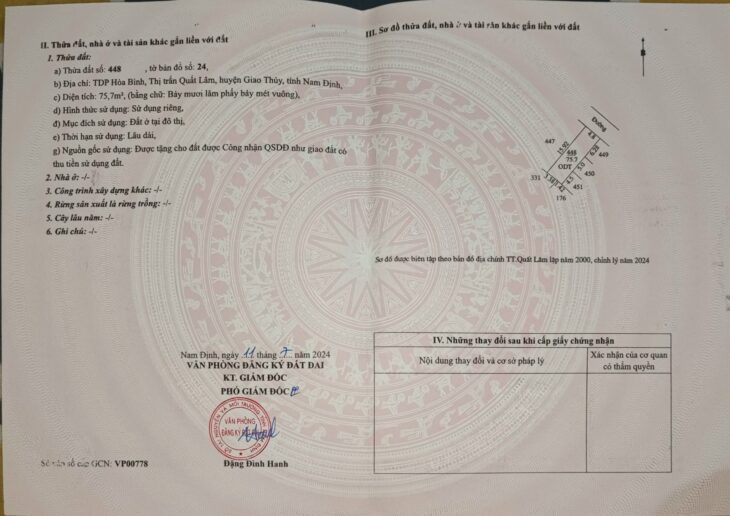 Đất nền Thị trấn Quất Lâm, Huyện Giao Thủy 1.6 tỷ – 100m² gần trường học, dân cư hiện hữu – Nguyễn