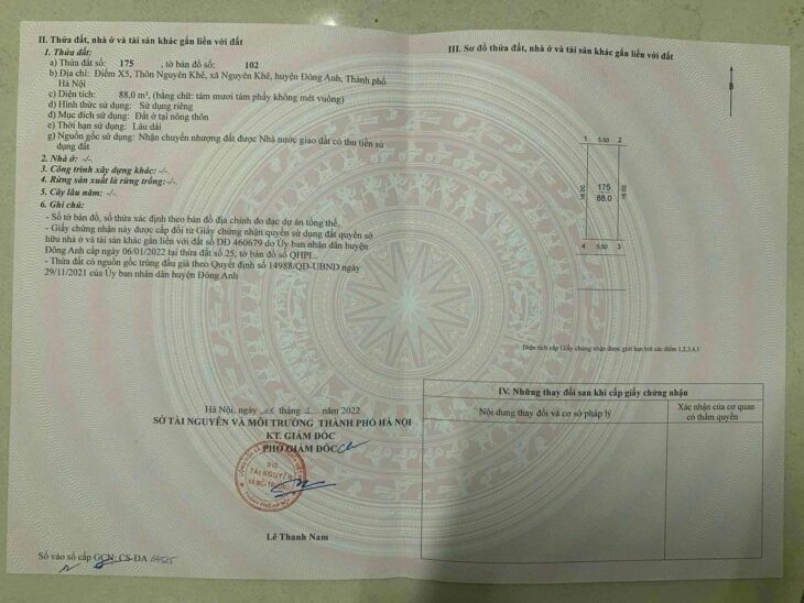 ✅ Bán đất đấu giá X5 Nguyên Khê Đông Anh – 88m – Mặt đường 15m