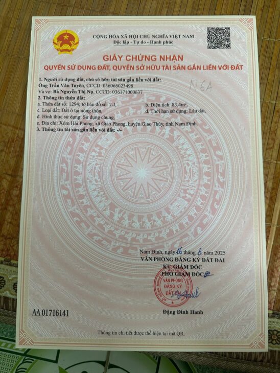 Đất nền Quất Lâm 2 tỷ – 100m2 gần khu biệt thự biển, yên tĩnh – Nguyễn Hùng BĐS – 0989333012