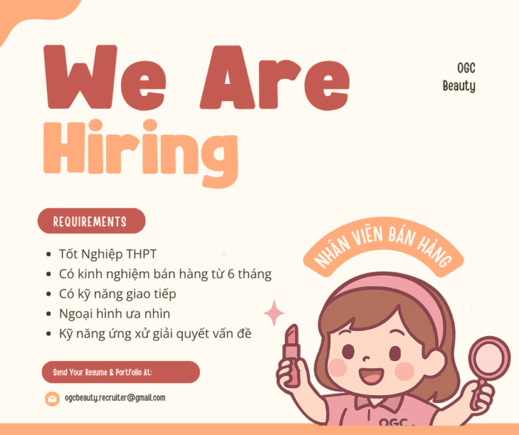 GIA NHẬP ĐỘI NGŨ BÁN HÀNG OGC BEAUTY – CƠ HỘI PHÁT TRIỂN NGHỀ NGHIỆP