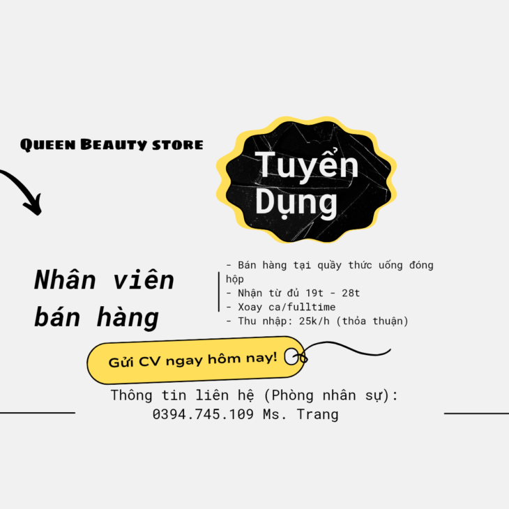Quận 12 cần người phụ bán hàng : Không yêu cầu kinh nghiệm