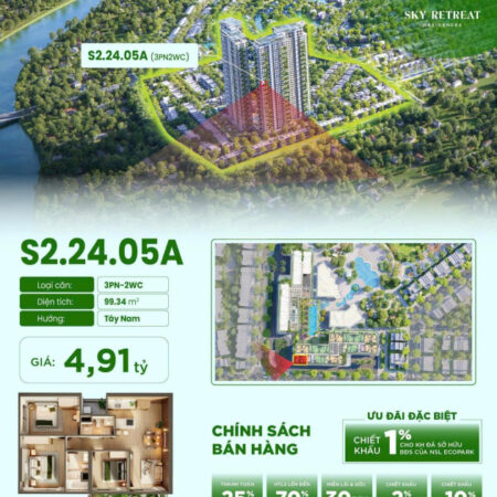 Bán căn hộ 3PN Eco Retreat giá tốt, có vườn mây siêu đẹp Bán căn hộ 3PN Eco Retreat giá tốt, có vườn mây siêu đẹp