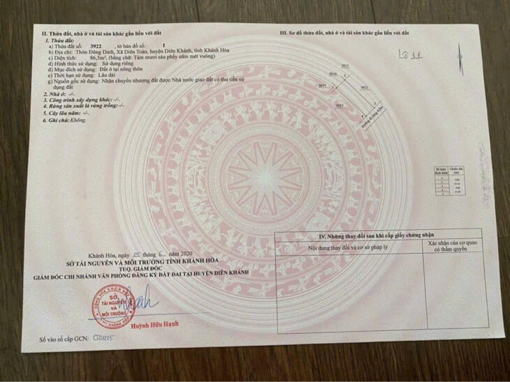 Bán đất Thôn Đông Dinh, xã Diên Toàn, Huyện Diên Khánh, Khánh Hòa