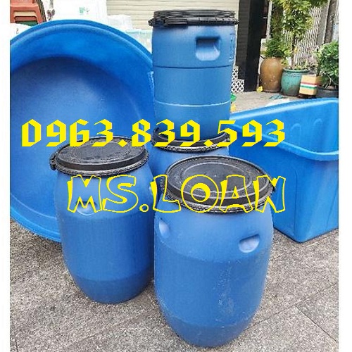 Thùng phuy nhựa 50lit đựng nước, hóa chất, thùng đựng rác 50L / 0963 839 593 Loan