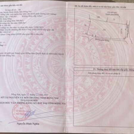 1,760m2 có 300m2 thổ cư, 2 mặt tiền đường, kích thước đẹp, đất nở hậu.