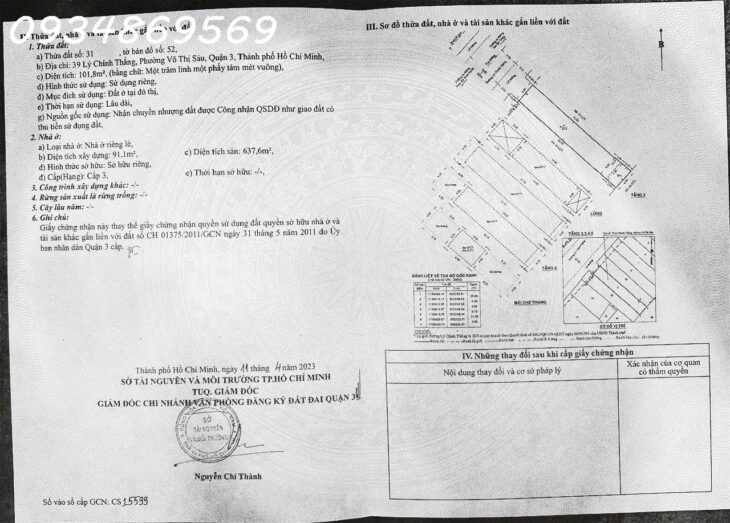Bán gấp 39 Lý Chính Thắng, Phường Võ Thị Sáu, Quận 3 chỉ 3x tỷ