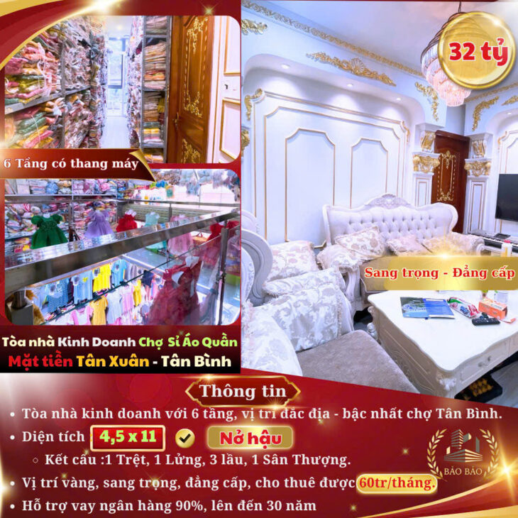 Cơ hội đầu tư siêu lợi nhuận với nhà 6 tầng tại số 9 Tân Xuân Tân Bình