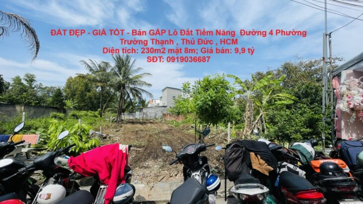 ĐẤT ĐẸP – GIÁ TỐT – Bán GẤP Lô Đất Tiềm Năng Đường 4 Phường Trường Thạnh , Thủ Đức , HCM