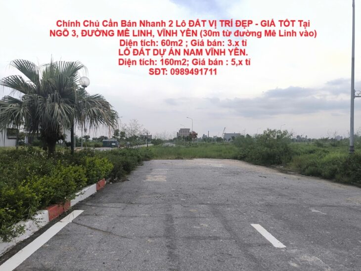 Chính Chủ Cần Bán Nhanh 2 Lô ĐẤT VỊ TRÍ ĐẸP – GIÁ TỐT Tại Vĩnh Yên, Vĩnh Phúc