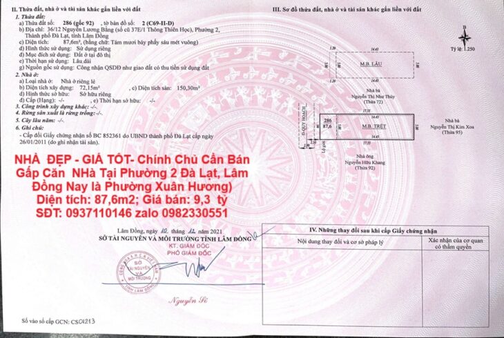 NHÀ ĐẸP – GIÁ TỐT- Chính Chủ Cần Bán Gấp Căn NHà Tại Phường 2 Đà Lạt, Lâm Đồng