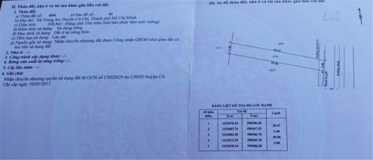 Bán đất ngã ba Bàu Trâm, Nguyễn Thị Minh Xã Trung An, Củ Chi 208,8 m2 – 3.45 tỷ