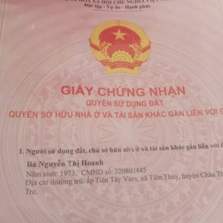 ĐẤT ĐẸP – GIÁ TỐT – CHÍNH CHỦ CẦN BÁN Đất Tại xã Tiên Thủy, Châu Thành, Bến Tre