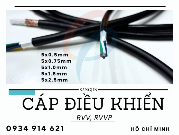 Cáp điều khiển RVV/ RVVP 5×0.75mm Sangjin tiêu chuẩn Hàn Quốc