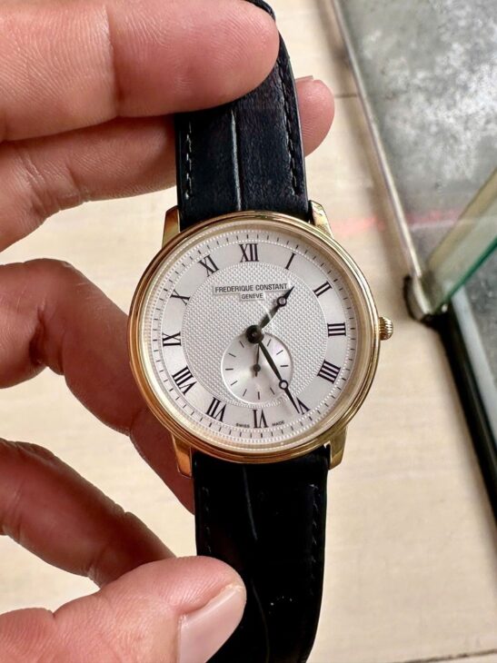 ĐH Nam : Frederique Constant FC-235M4S5 Slim Line, mạ vàng Pvd – Size 37mm siêu mỏng…