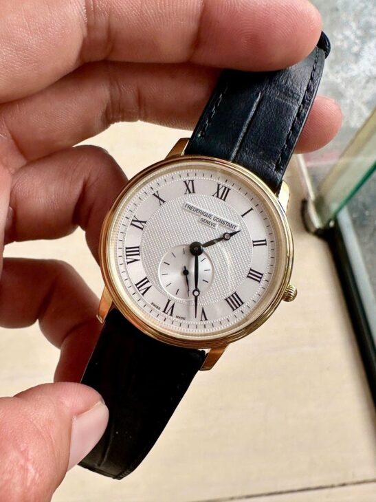 ĐH Nam : Frederique Constant FC-235M4S5 Slim Line, mạ vàng Pvd – Size 37mm siêu mỏng…
