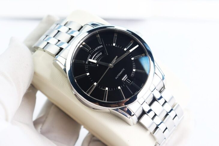 ĐH Nam : Maurice Lacroix Pontos Day Date Automatic, Mặt Đen, 3 kim 2 Lịch, Size 40mm.
