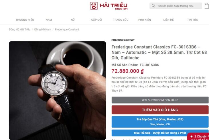 Frederique Constant Classics FC-301S3B6 Automatic ( Trữ Cót 68 Giờ ) Size 38.5mm Fullbox
