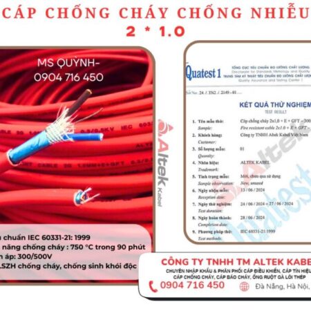 Cáp chống cháy chống nhiễu 2×1.0 Altek Kabel IEC 60331-21: 1999 Cáp chống cháy chống nhiễu 2×1.0 Altek Kabel IEC 60331-21: 1999