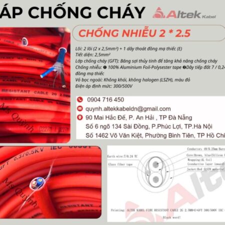 Dây tín hiệu chống cháy chống nhiễu 2×2.5 Altek Kabel HCM