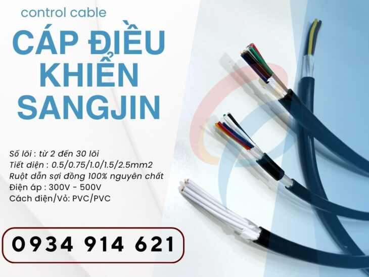 Cáp điều khiển RVV/ RVVP 5×0.75mm Sangjin tiêu chuẩn Hàn Quốc