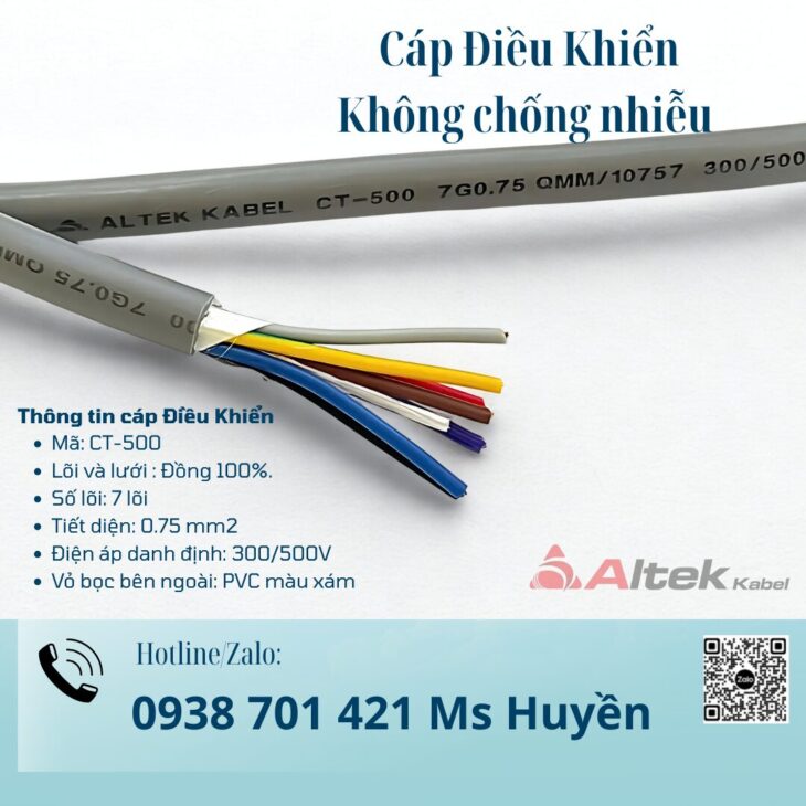 Cáp điều khiển không chống nhiễu 7 lõi, cáp điều khiển altek kabel