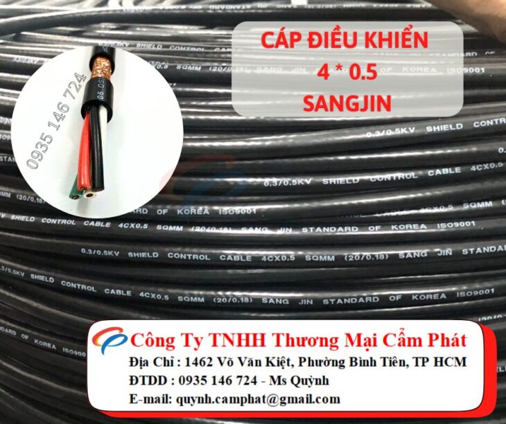 Cáp điều khiển 4 lõi Sangjin 4 x 0.5 chống nhiễu Sài Gòn