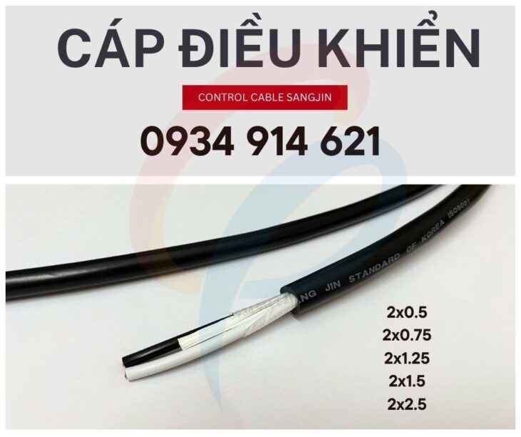 Cáp điều khiển RVV 2×1.5 Sangjin – sẵn hàng tại Quận 6, HCM