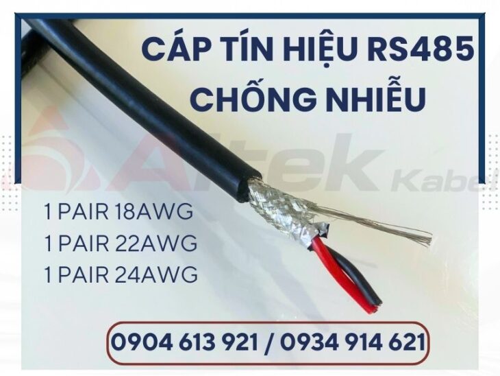 Cáp tín hiệu truyền thông RS485 vặn xoắn chống nhiễu 1 pair 18AWG Altek Kabel