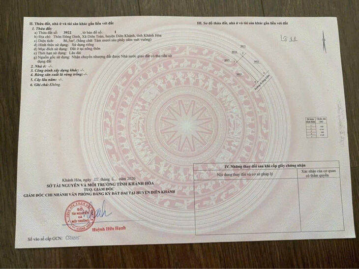 Bán đất Thôn Đông Dinh, xã Diên Toàn, Huyện Diên Khánh, Tỉnh Khánh Hòa