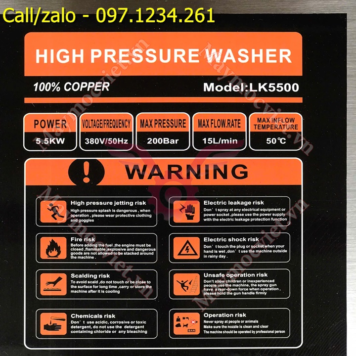 Máy rửa xe cao áp Lucky 3 pha 2900 psi giá rẻ