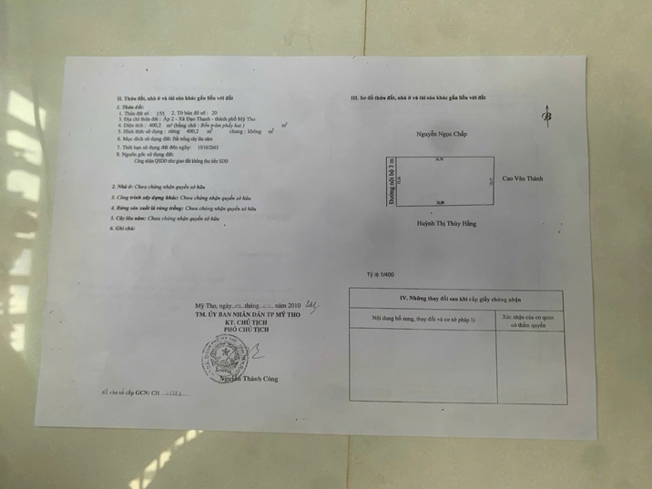 ĐẤT ĐẸP – GIÁ ĐẦU TƯ – CẦN BÁN LÔ ĐẤT MẶT ĐƯỜNG TẠI Xã Đạo Thạnh, Thành phố Mỹ Tho,Tỉnh Tiền Giang