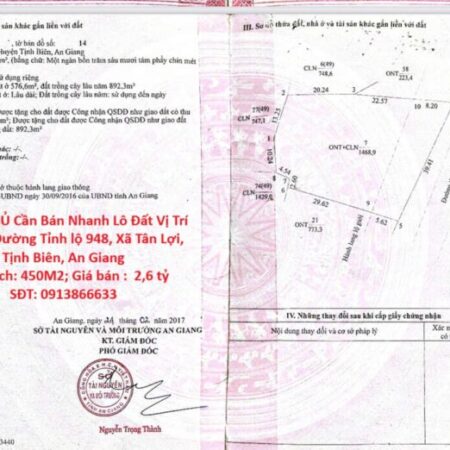 CHÍNH CHỦ Cần Bán Nhanh Lô Đất Vị Trí Đẹp Tại Đường Tỉnh lộ 948, Xã Tân Lợi, Tịnh Biên, An Giang CHÍNH CHỦ Cần Bán Nhanh Lô Đất Vị Trí Đẹp Tại Đường Tỉnh lộ 948, Xã Tân Lợi, Tịnh Biên, An Giang