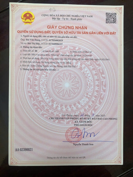 ĐẤT ĐẸP – GIÁ TỐT – CHÍNH CHỦ CẦN BÁN TẠI Xóm Chằng Ngoài, Xã Cao Phong, Phú Thọ
